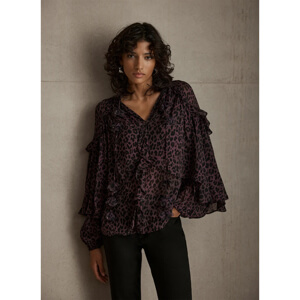 Mint Velvet Burgundy Leopard Print Cape Blouse